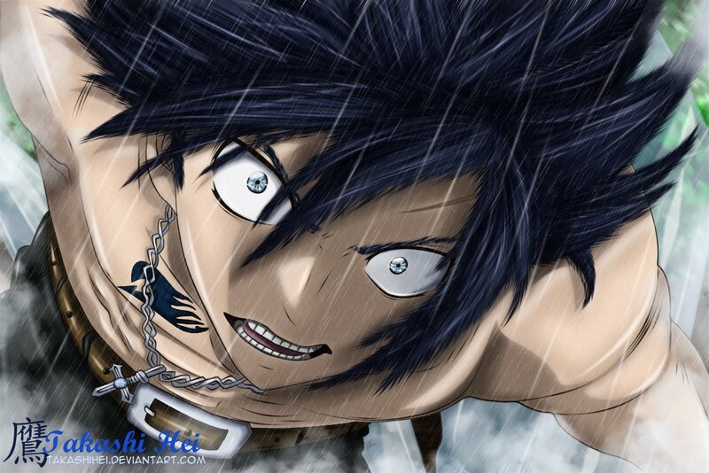 Anime Character in Rain — Black, Dramatic, Manga, Chain
