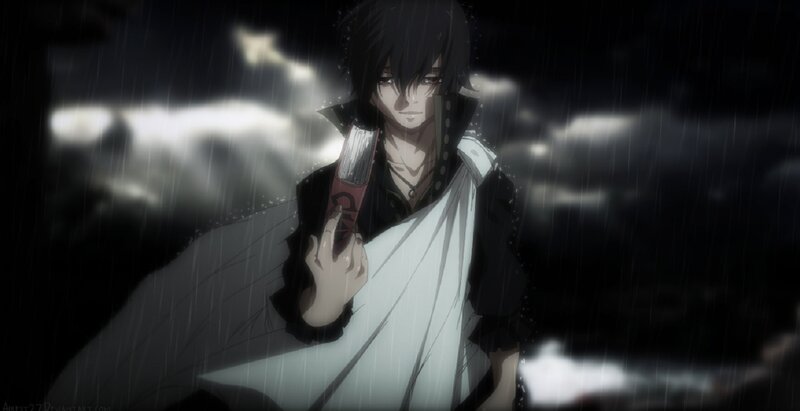 Anime Character in Rain — Black, Dramatic, Night, Book