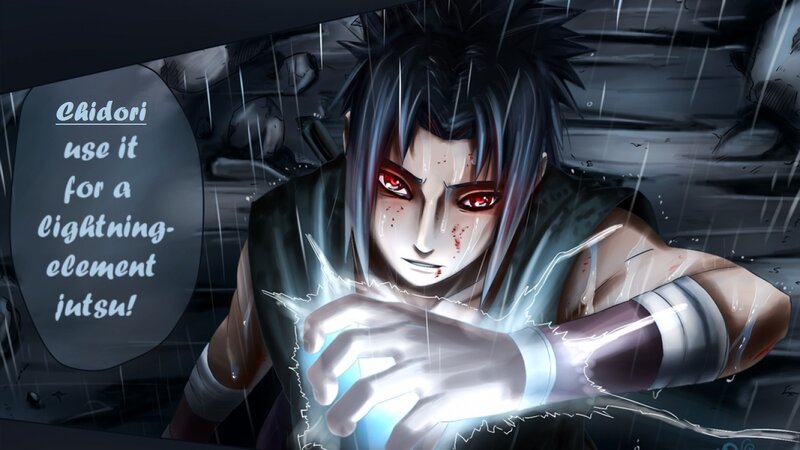 Anime Character in Rain — Black, Dramatic, Night, Manga, Lightning