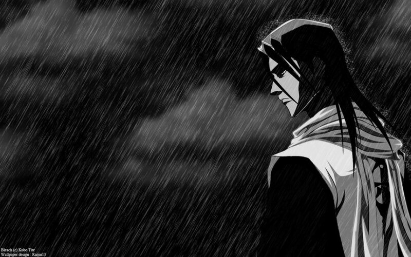 Anime Character in Rain — Black, Dramatic, Night, Manga