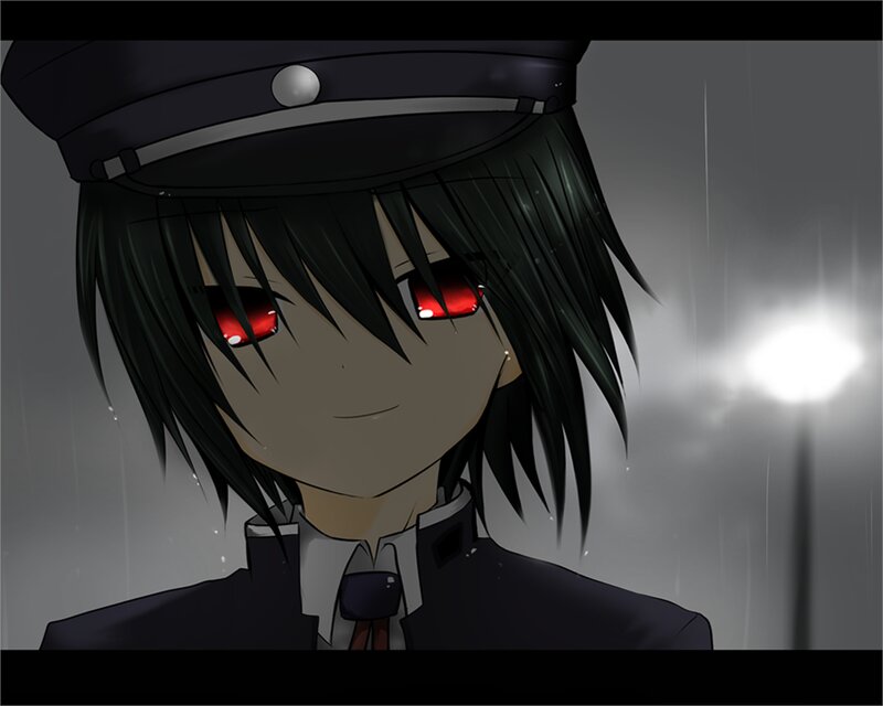 Anime Character in Rain — Black, Dramatic, Night, Streetlight