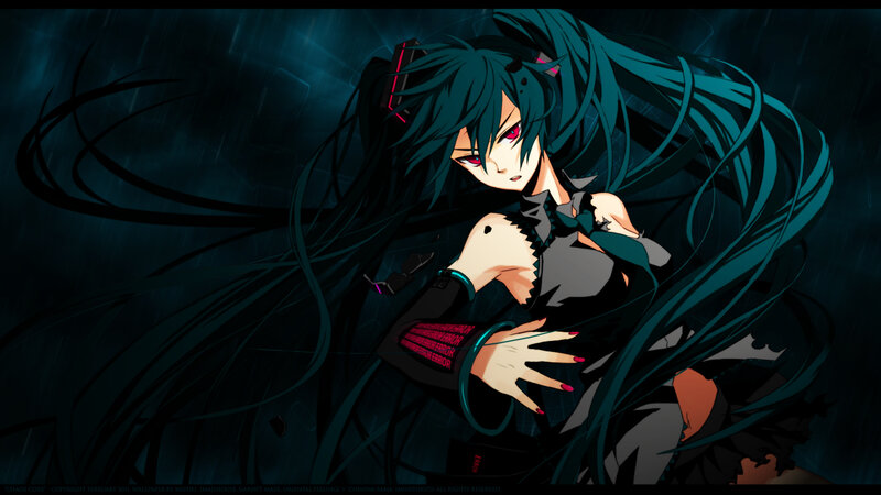 Anime Character in Rain — Black, Dramatic, Night