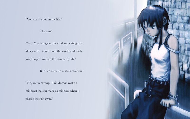 Anime Character in Rain — Blue, Melancholic, Manga