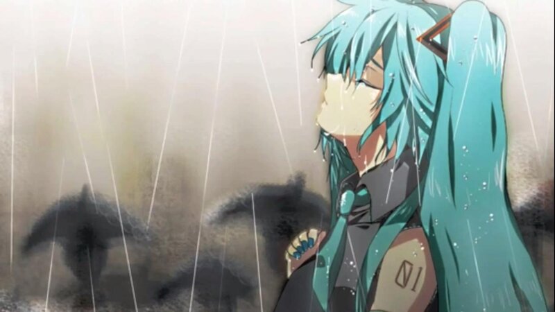 Anime Character in Rain — Cyan, Dramatic