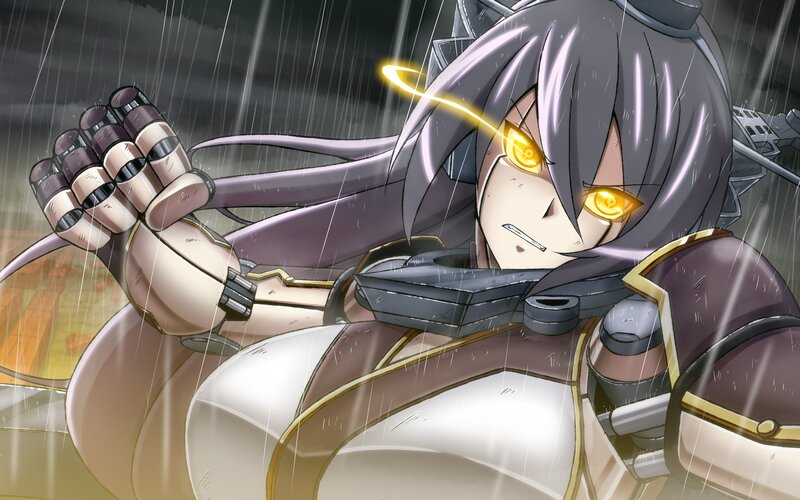 Anime Character in Rain — Gray, Dramatic, Night