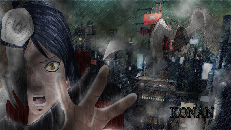 Anime Character in Rain — Gray