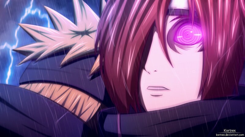 Anime Character in Rain — Purple, Dramatic, Night, Digital Art