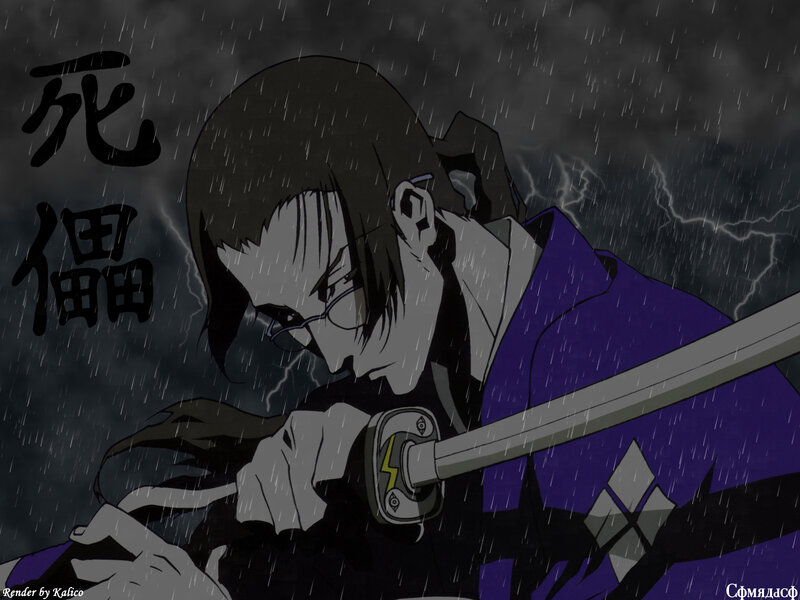 Anime Character in Rain — Purple, Dramatic, Night, Manga