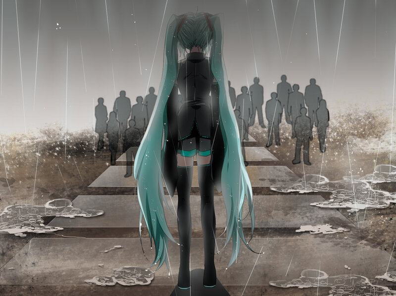 Anime Character in Rain — Teal