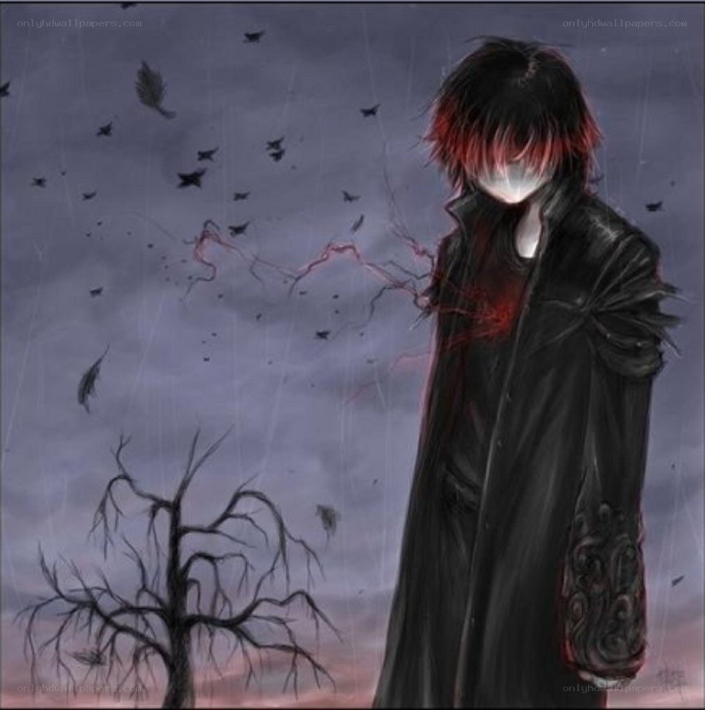 anime character in rainstorm