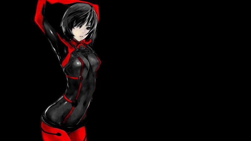 anime character in red and black suit