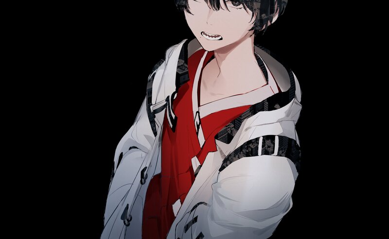 Anime Character in Red and White — Dramatic, Digital Art