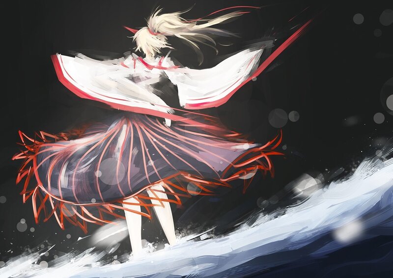 anime character in red and white dress