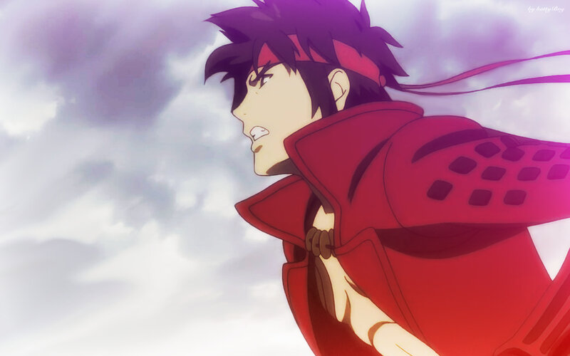 Anime Character in Red Armor — Dramatic