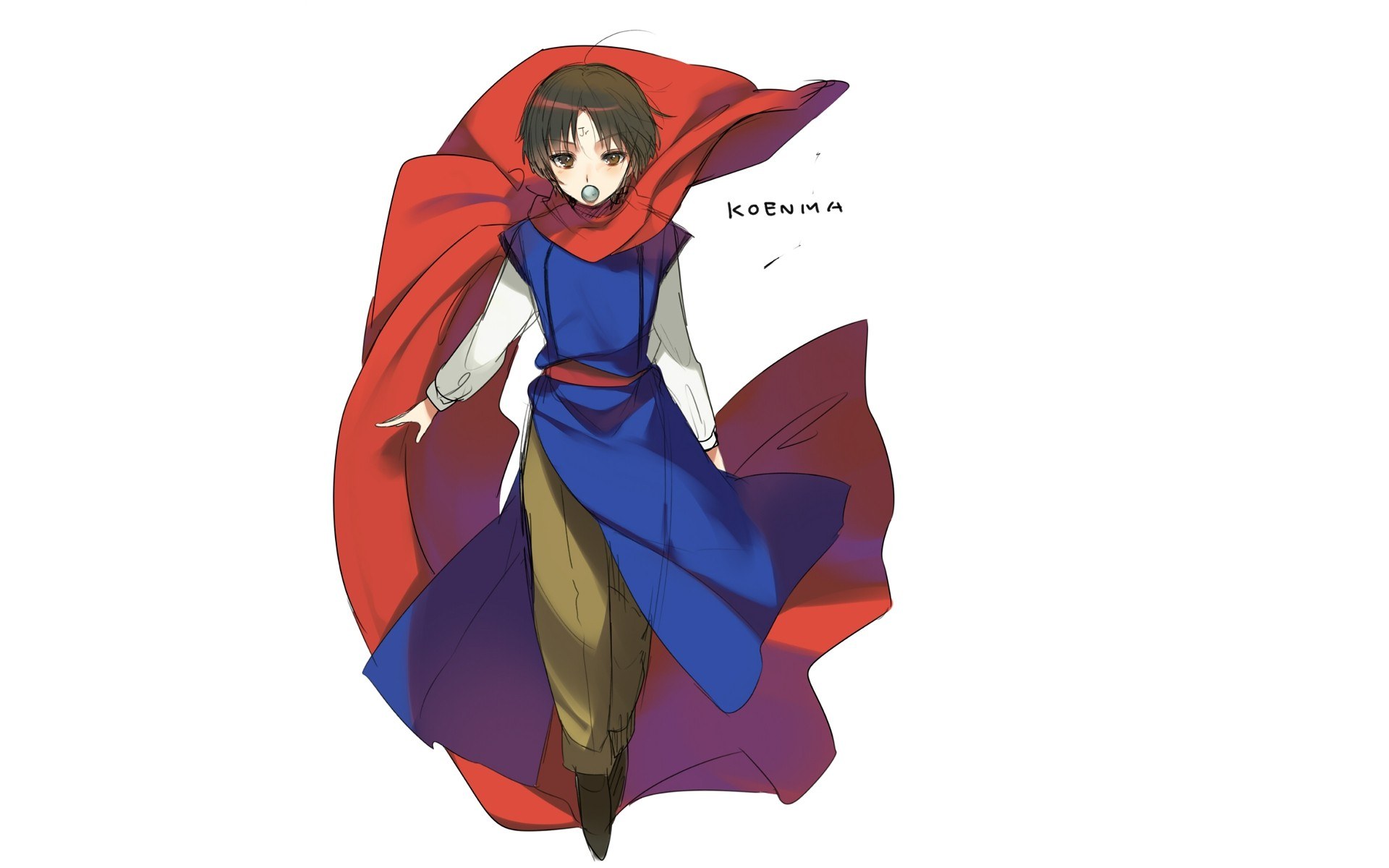 anime character in red cape