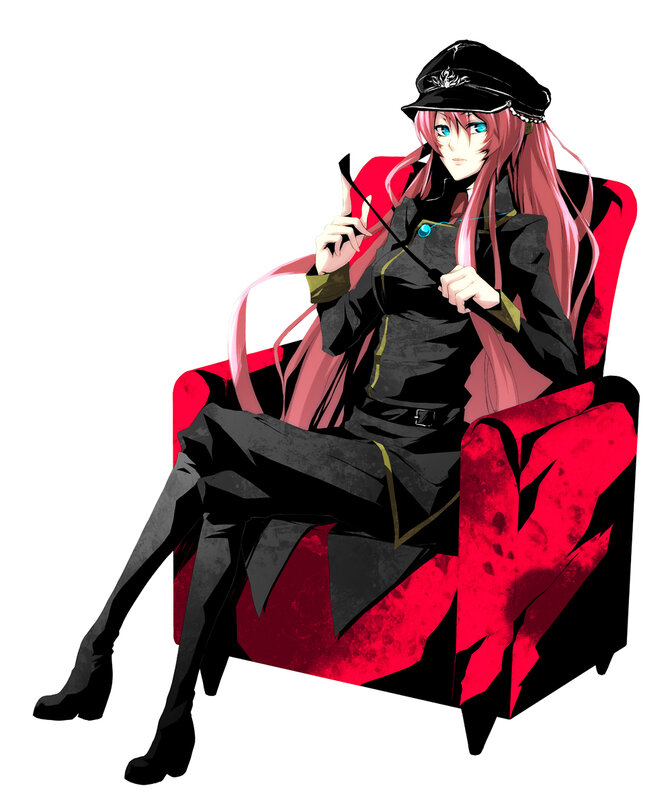 anime character in red chair
