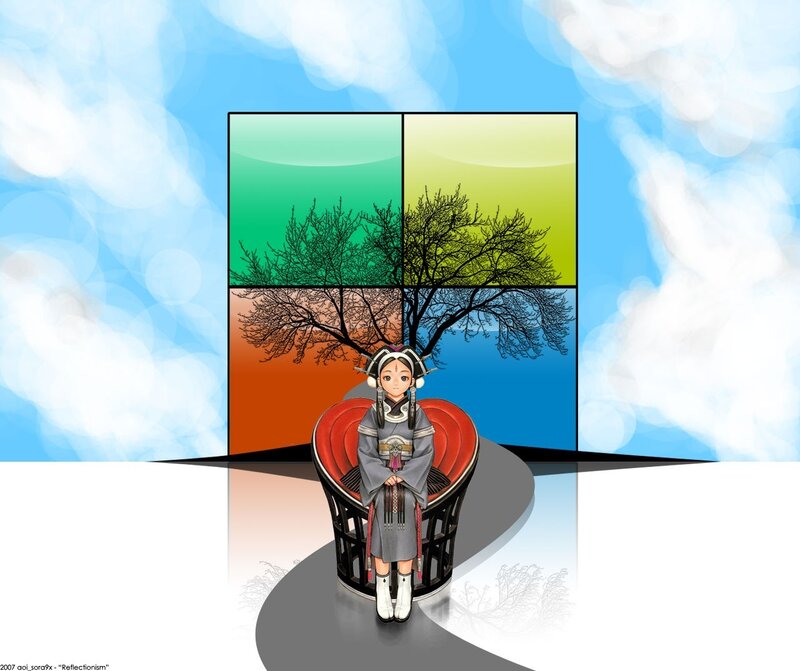 anime character in red chair