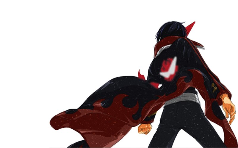 anime character in red cloak