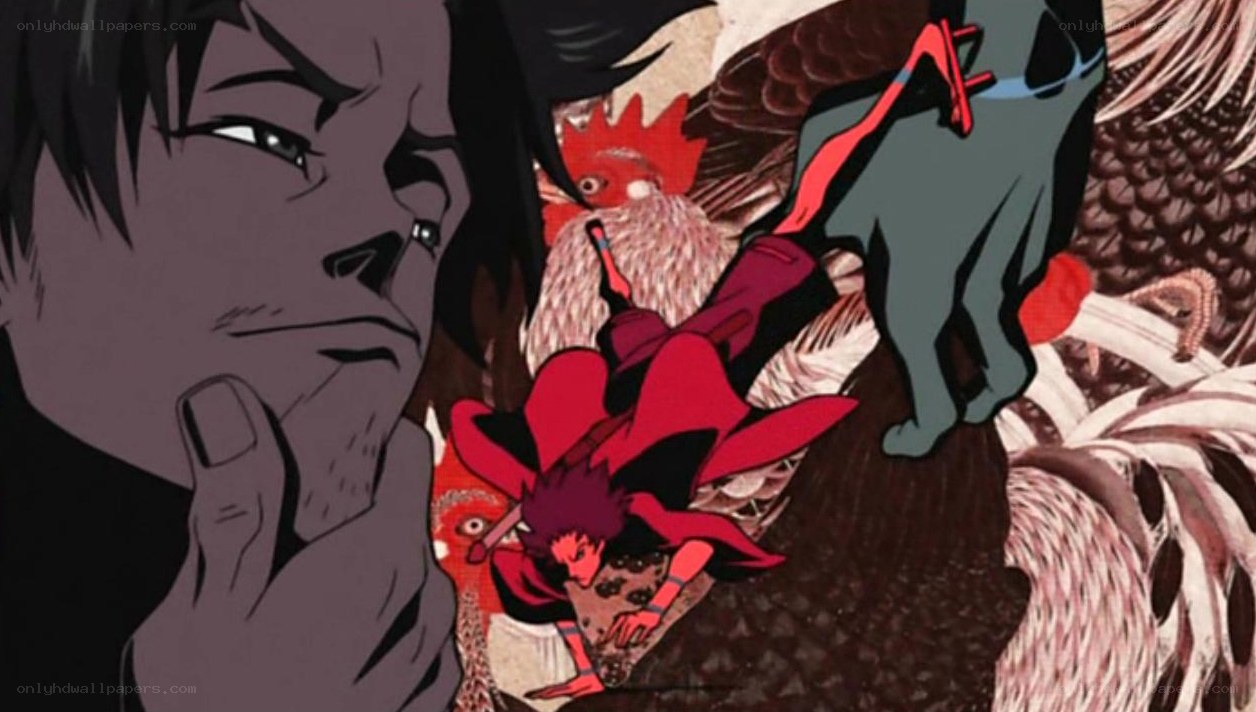 Anime character in red cloak
