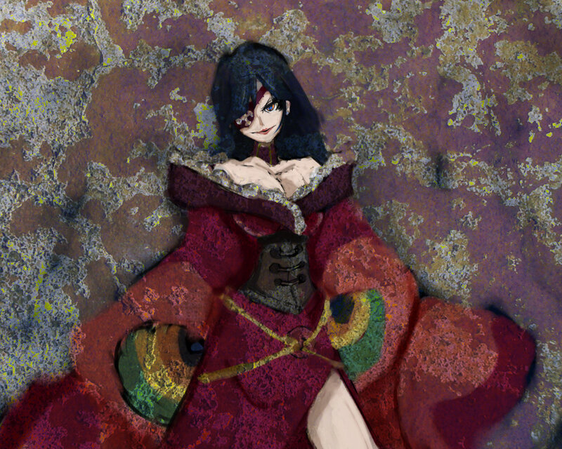 anime character in red cloak