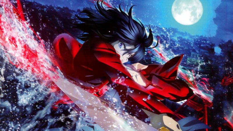 Anime Character in Red Coat — Dramatic, Night, Moon
