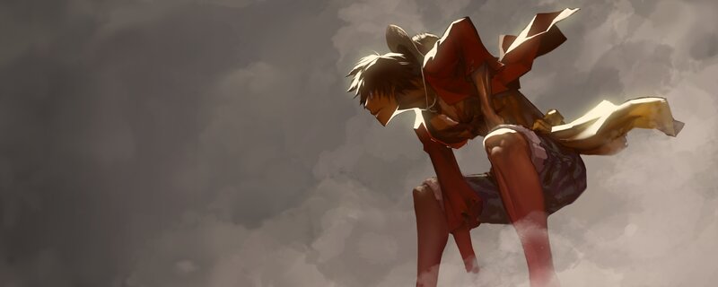 Anime Character in Red Coat — Gray