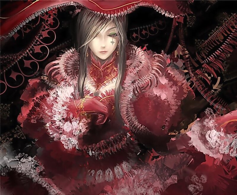 anime character in red dress