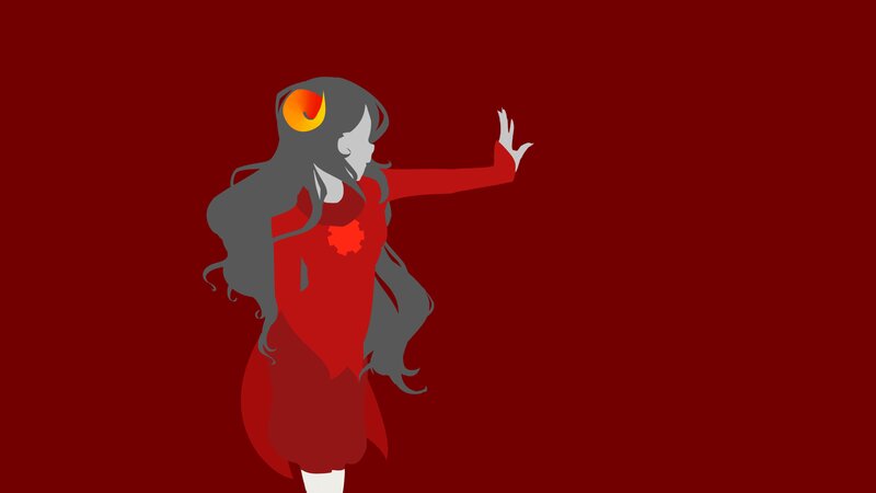 Anime Character in Red Dress — Dramatic, Digital Art, Long Hair