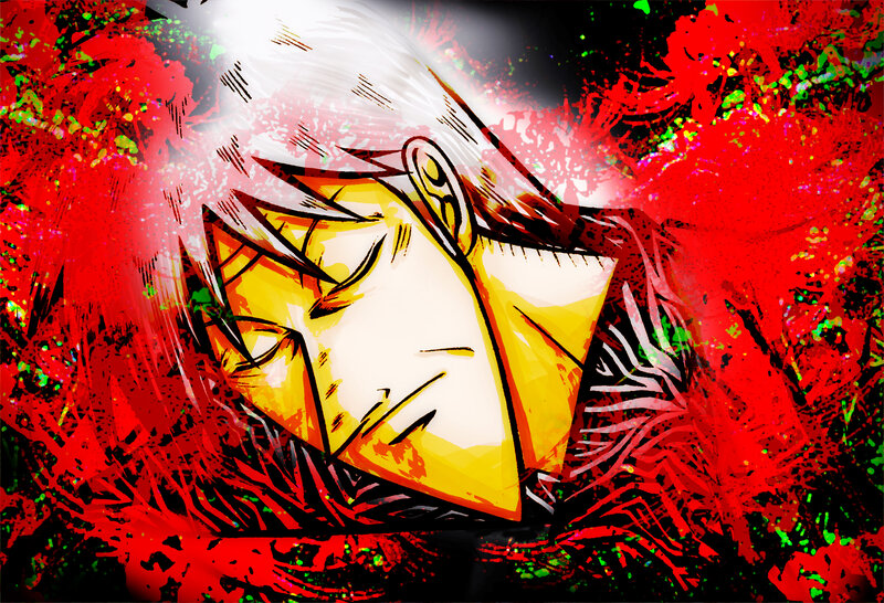 anime character in red energy