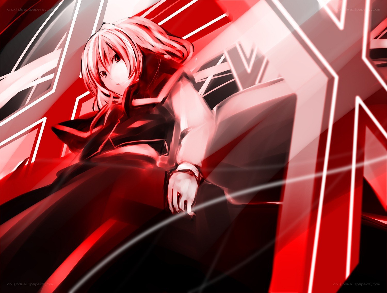 anime character in red environment