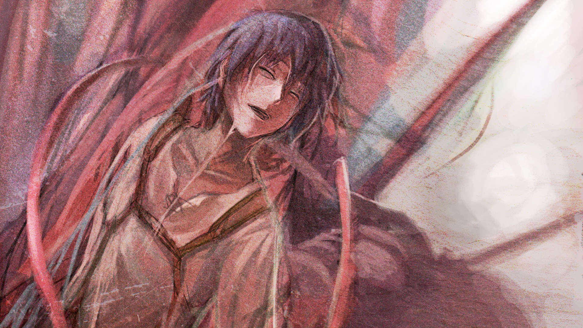 anime character in red fabric