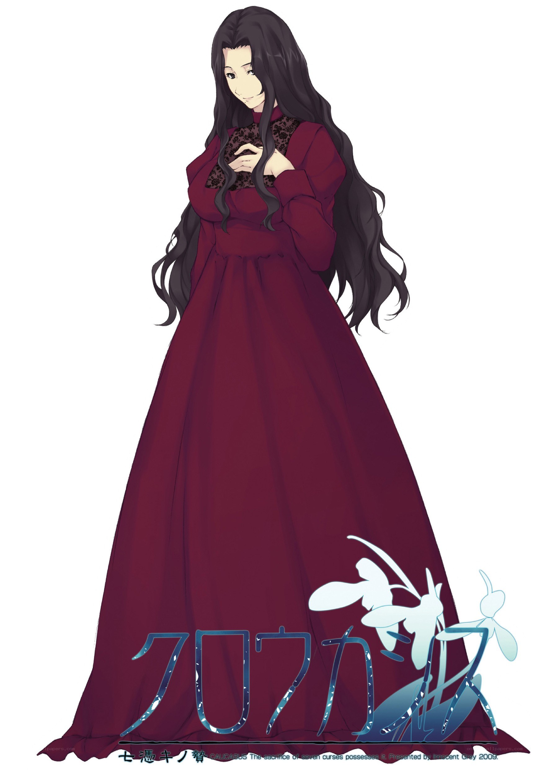 Anime character in red gown