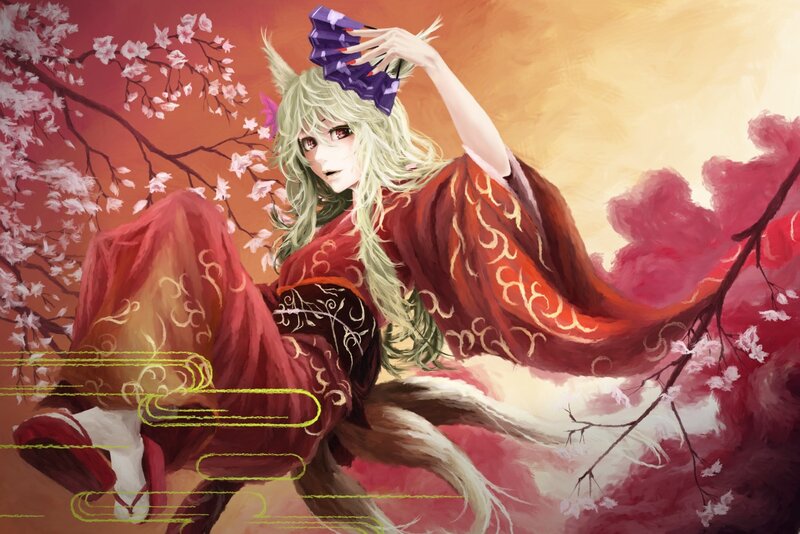 Anime character in red kimono
