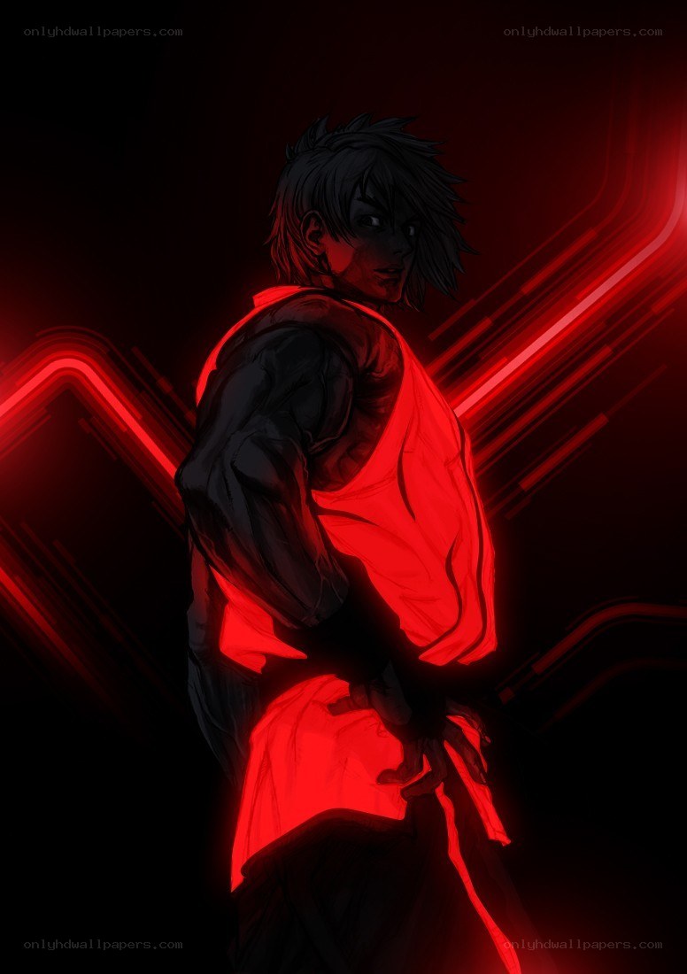 anime character in red light
