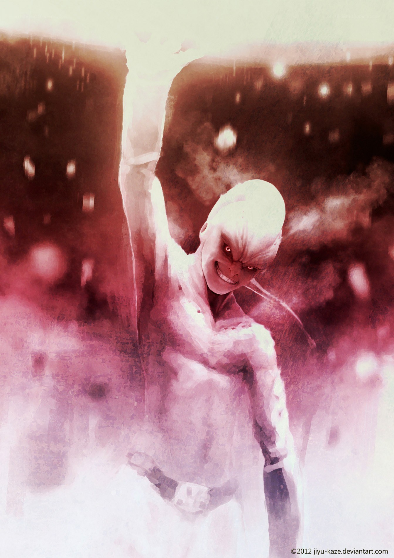 Anime character in red light