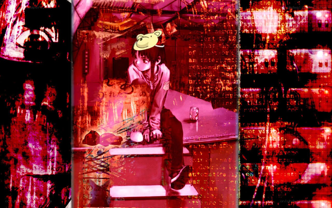 Anime character in red-lit room