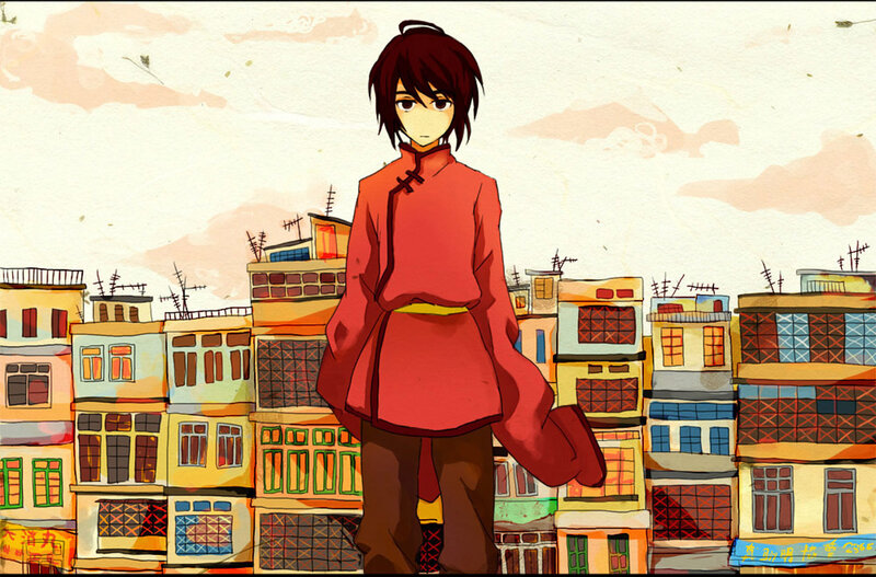 Anime character in red shirt