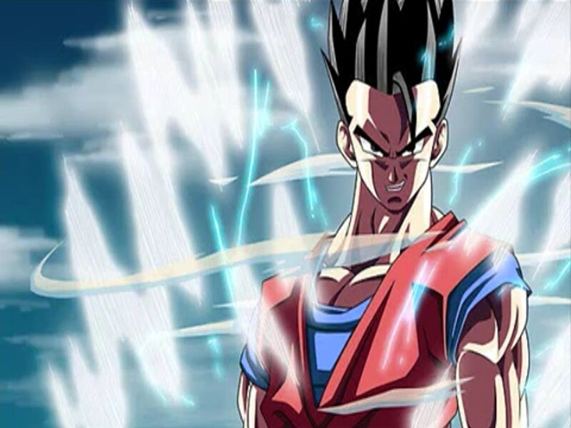 Anime Character in Red Suit — Dramatic, Spiky Hair
