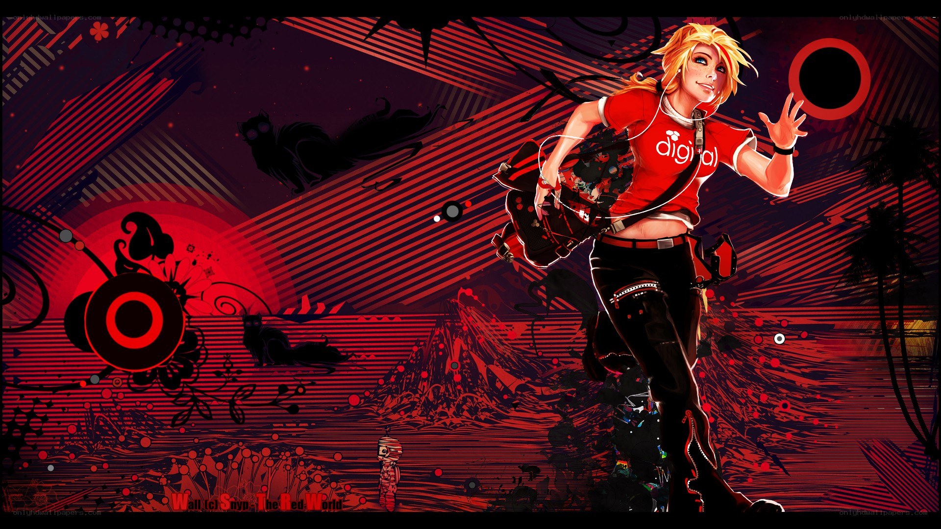 Anime character in red world