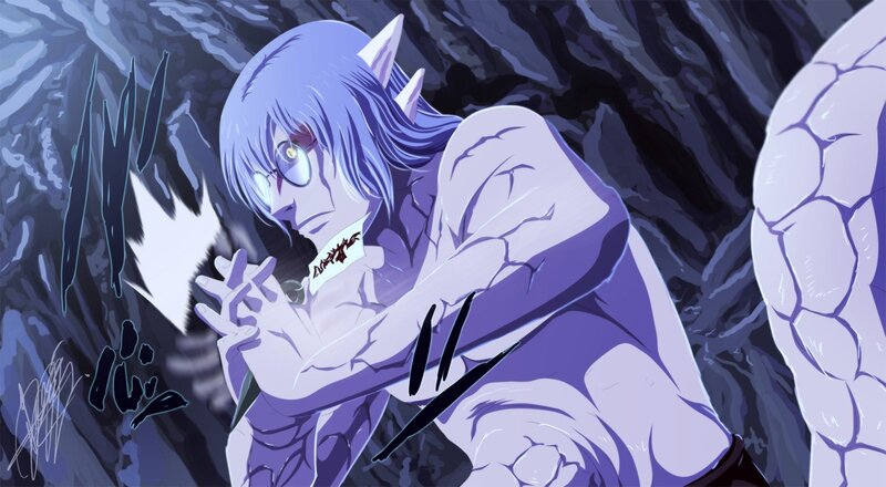Anime character in rocky cave