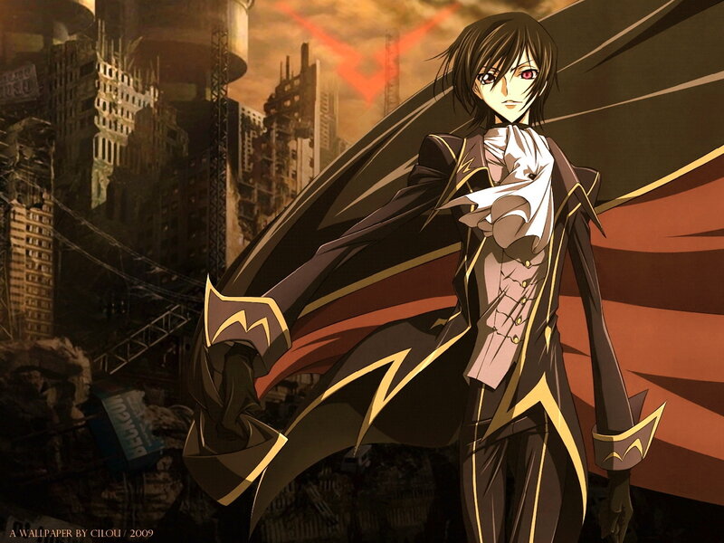 anime character in ruined city