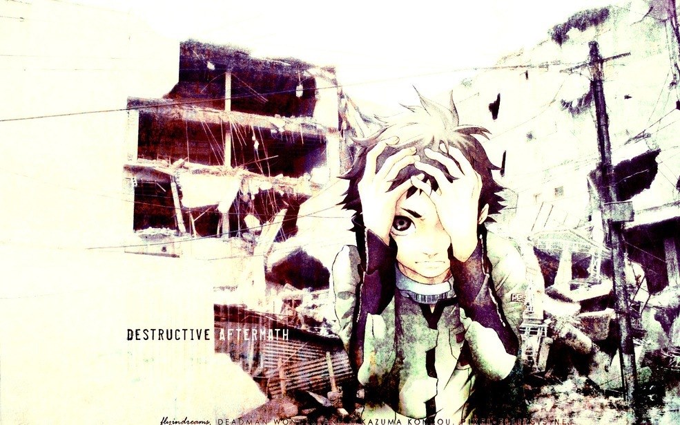 anime character in ruins