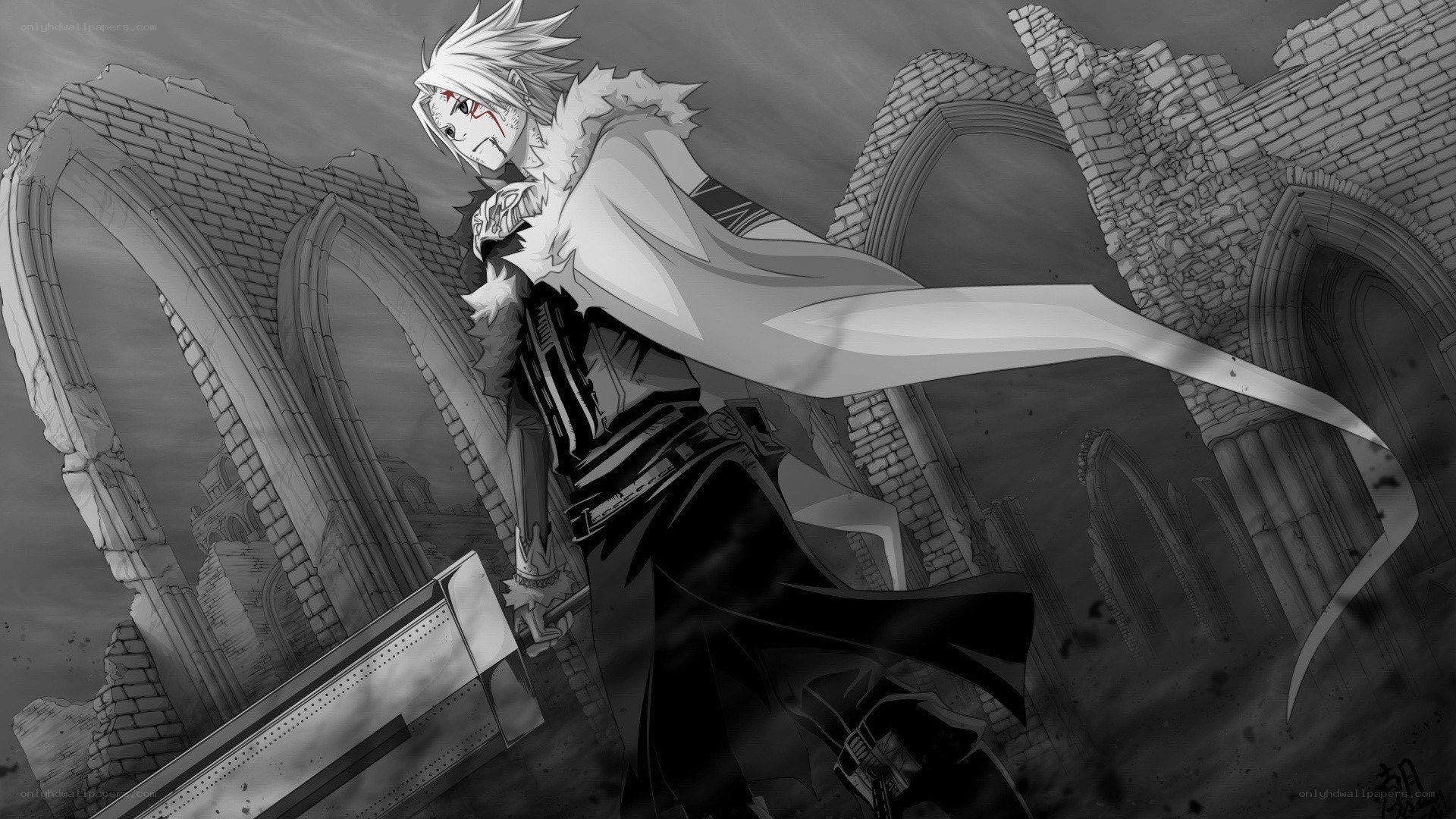 Anime character in ruins