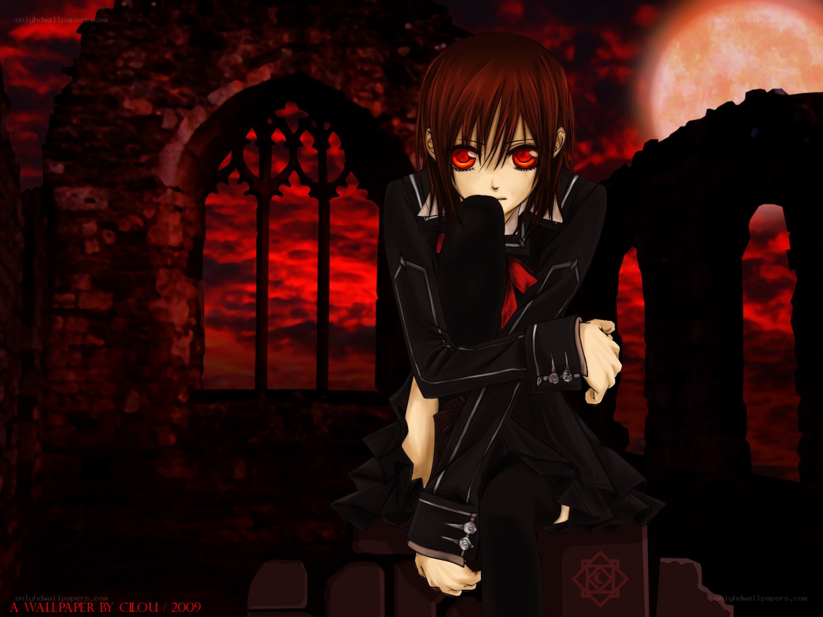 anime character in ruins