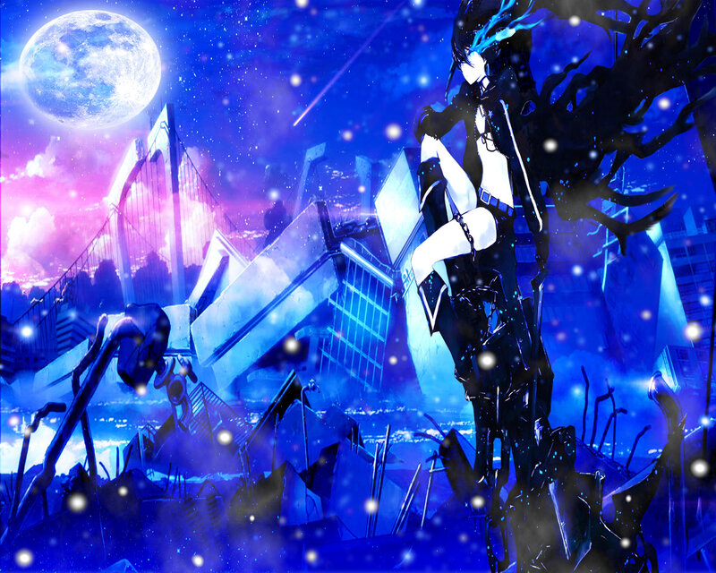 Anime Character in Ruins — Blue, Dramatic