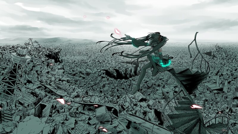 Anime Character in Ruins — Gray, Dramatic