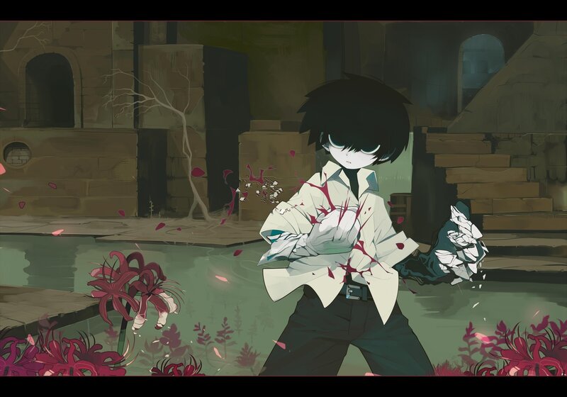 Anime Character in Ruins — Green