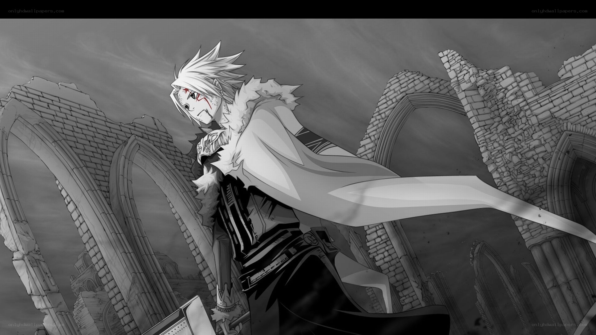 anime character in ruins