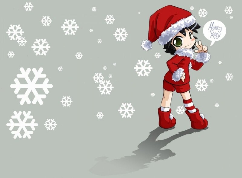 Anime Character in Santa Outfit — Red, Festive