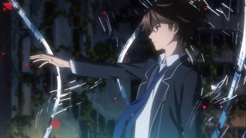 Anime Character in School Uniform — Blue, Dramatic, Night